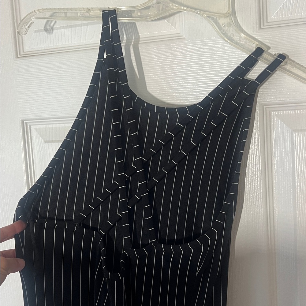 Vintage 90s City Triangles Black and‎ White Striped Maxi Dress, Sz Medium - Picture 2 of 8